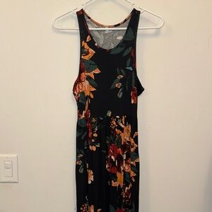 Floral Sleeveless Black Dress